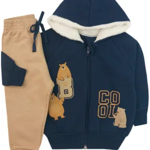 Conjunto Infantil Moletom Peluciado Urso Mini Gente 21049 Marinho