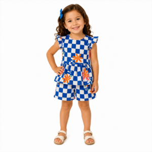 Conjunto Canelado Infantil Menina Verão - Blusa + Shorts Estampas Divertidas - Tam: 04
