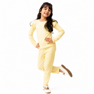 Conjunto Canelado Infantil Menina Meia Estação Amarelo - Tam: 10