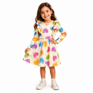 Vestido Canelado Infantil Menina Manga Longa - Tam 04